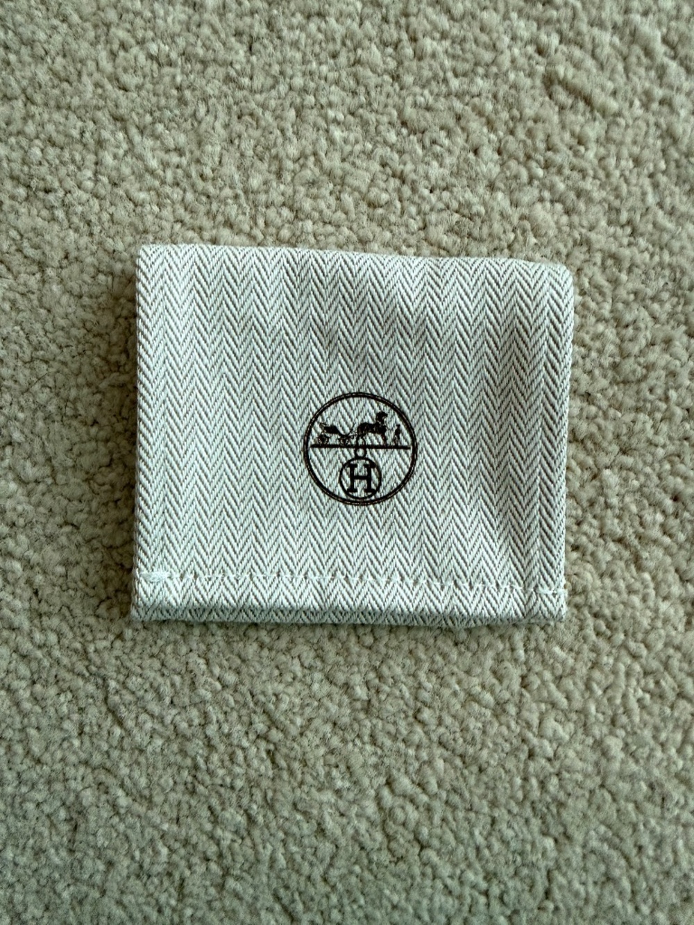 Authentic Hermes Jewelry Herringbone Tweed Drawstring Storage Dust Bag 3x3.5